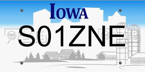S01ZNE Iowa License Plate