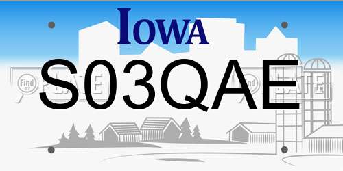 S03QAE Iowa License Plate