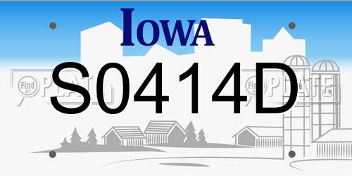 S0414D Iowa License Plate
