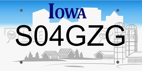 S04GZG Iowa License Plate