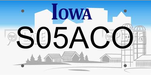 S05ACO Iowa License Plate