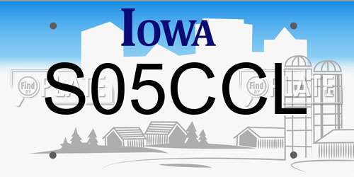 S05CCL Iowa License Plate