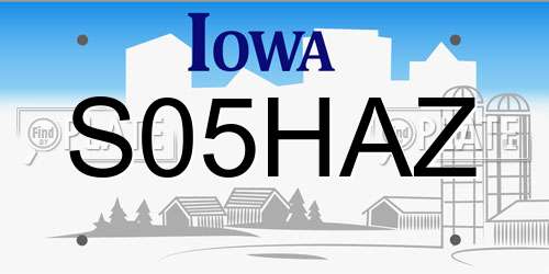 S05HAZ Iowa License Plate