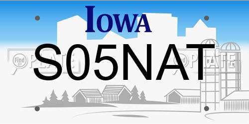 S05NAT Iowa License Plate