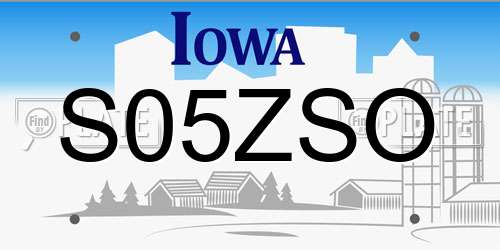 S05ZSO Iowa License Plate