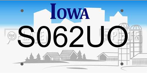 S062UO Iowa License Plate