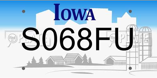 S068FU Iowa License Plate