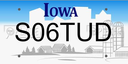 S06TUD Iowa License Plate