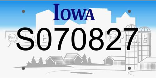 S070827 Iowa License Plate