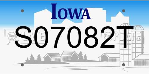 S07082T Iowa License Plate