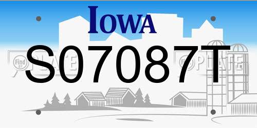 S07087T Iowa License Plate
