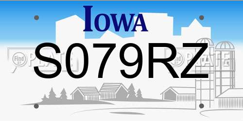 S079RZ Iowa License Plate