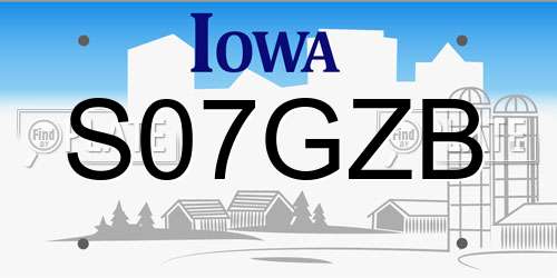 S07GZB Iowa License Plate