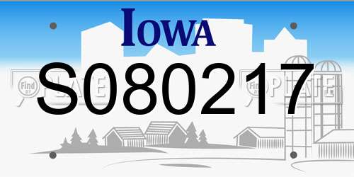 S080217 Iowa License Plate