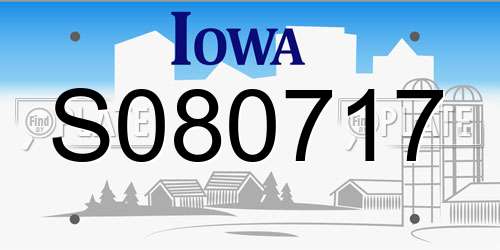 S080717 Iowa License Plate