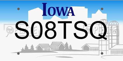 S08TSQ Iowa License Plate