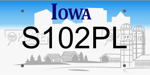 S102PL Iowa License Plate