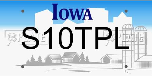 S10TPL Iowa License Plate