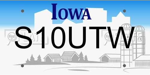 S10UTW Iowa License Plate