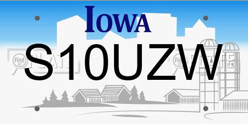 S10UZW Iowa License Plate