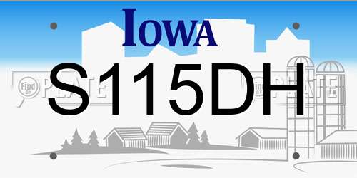 S115DH Iowa License Plate