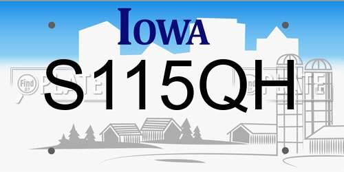 S115QH Iowa License Plate