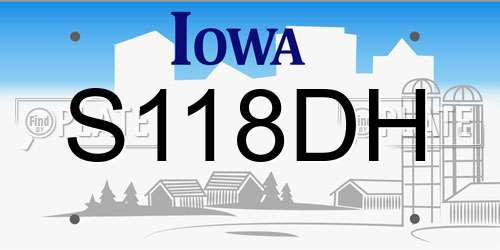 S118DH Iowa License Plate