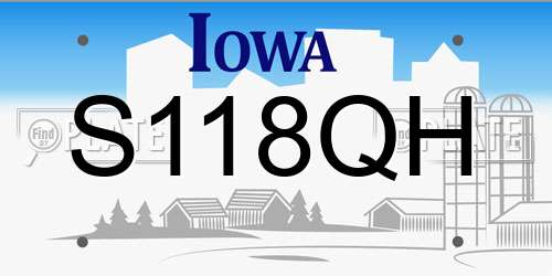 S118QH Iowa License Plate