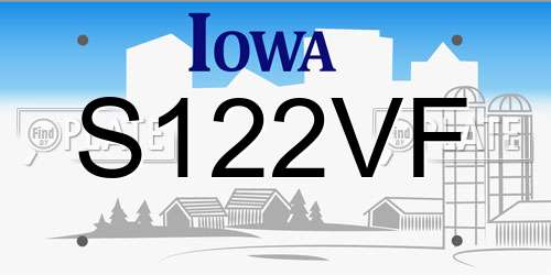S122VF Iowa License Plate