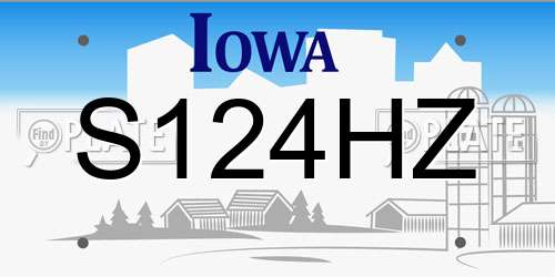 S124HZ Iowa License Plate