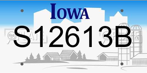 S12613B Iowa License Plate