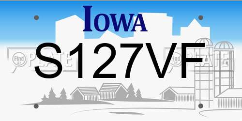 S127VF Iowa License Plate