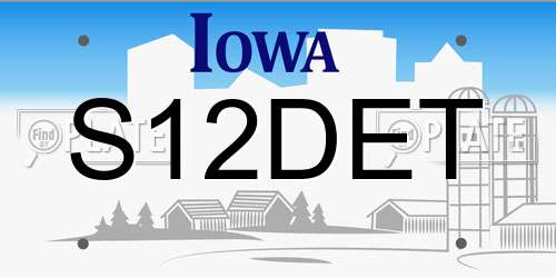 S12DET Iowa License Plate