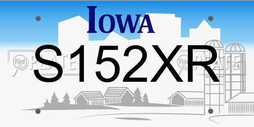 S152XR Iowa License Plate