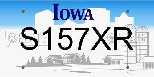 S157XR Iowa License Plate