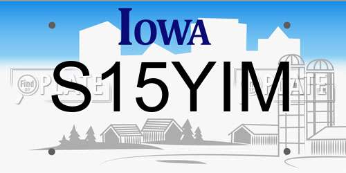 S15YIM Iowa License Plate
