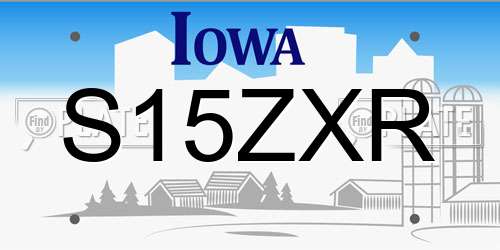 S15ZXR Iowa License Plate