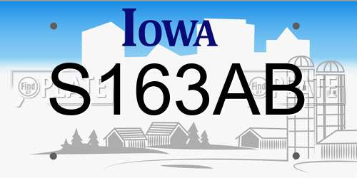 S163AB Iowa License Plate