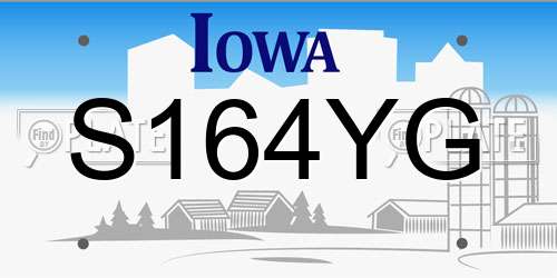 S164YG Iowa License Plate