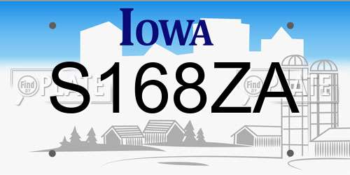 S168ZA Iowa License Plate