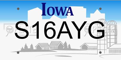 S16AYG Iowa License Plate