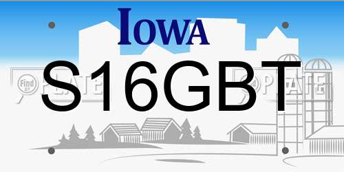 S16GBT Iowa License Plate