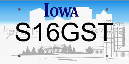 S16GST Iowa License Plate