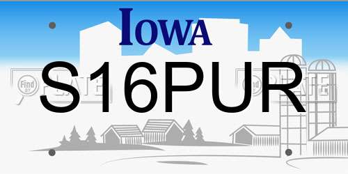 S16PUR Iowa License Plate