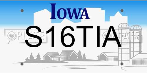 S16TIA Iowa License Plate