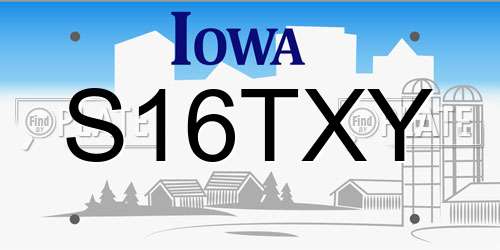 S16TXY Iowa License Plate