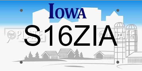 S16ZIA Iowa License Plate