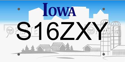 S16ZXY Iowa License Plate
