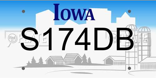 S174DB Iowa License Plate