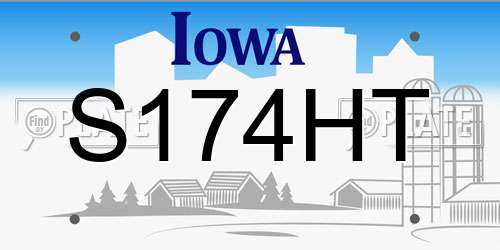 S174HT Iowa License Plate